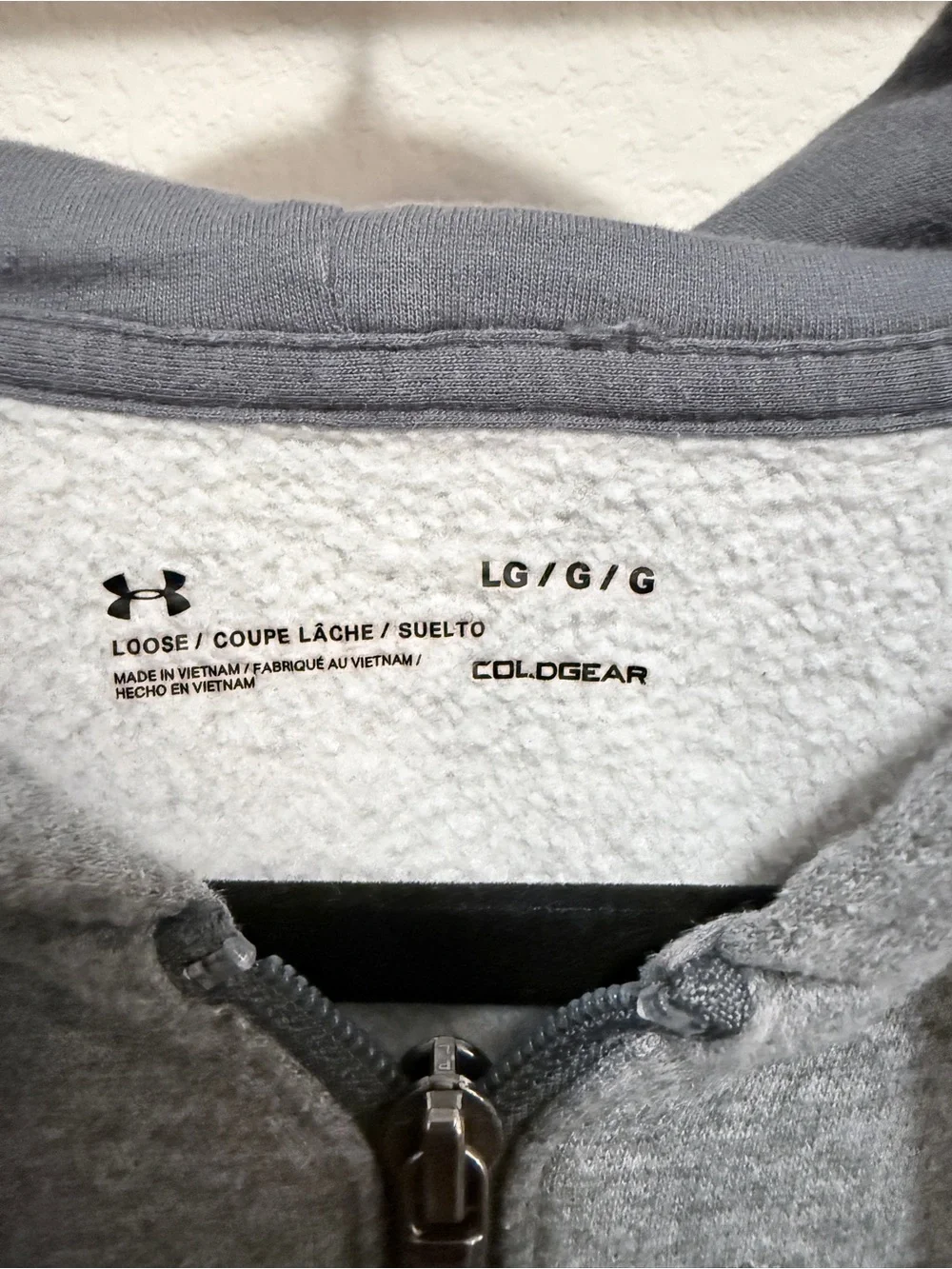 Under Armour Men’s Gray Full-Zip Hooded Sweatshirt Loose Fit Size LG
